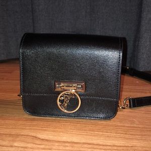 Versace Saffiano Leather Crossbody Bag in Black